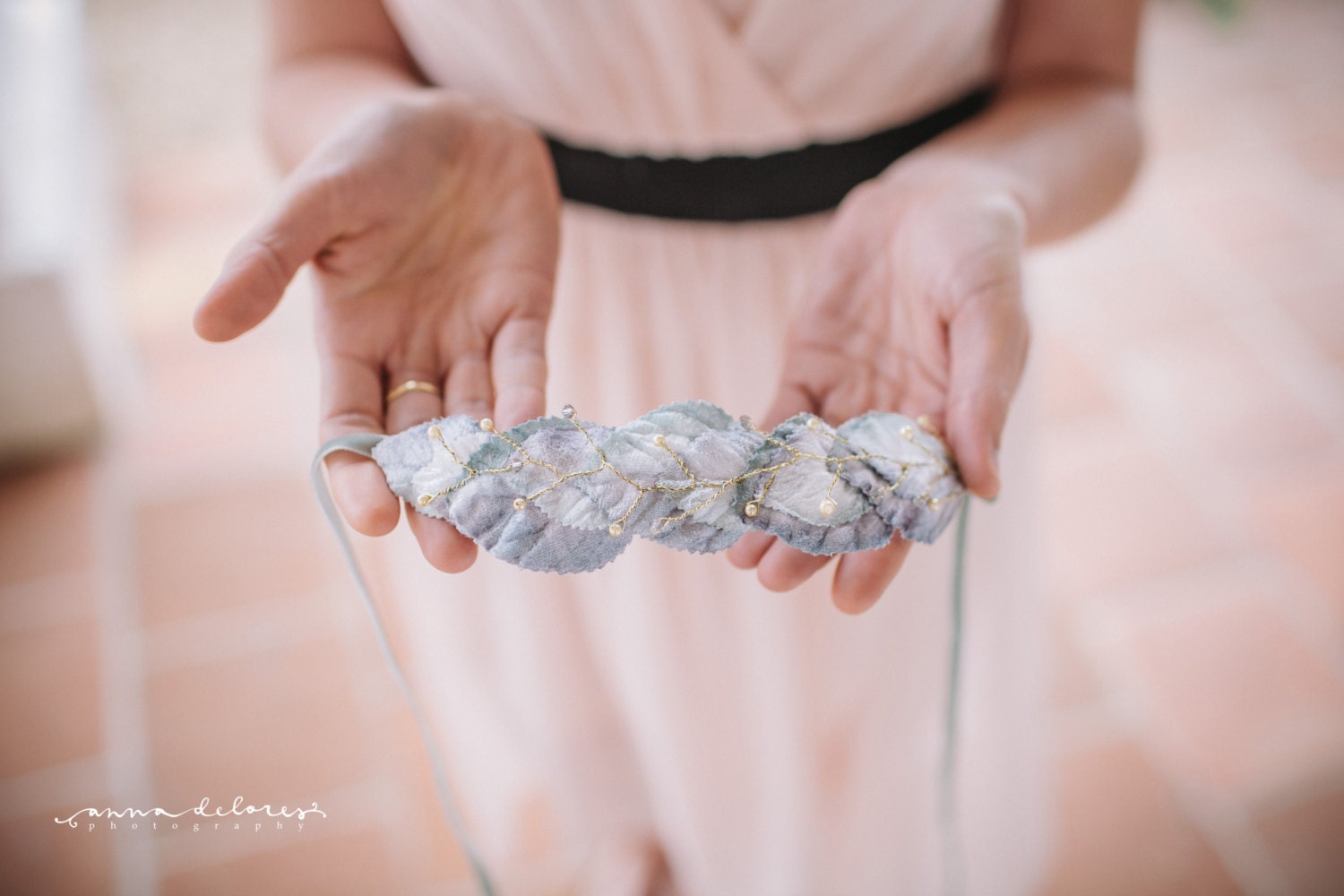 Blue leaf vine - headband or halo - 2013 bridal collection