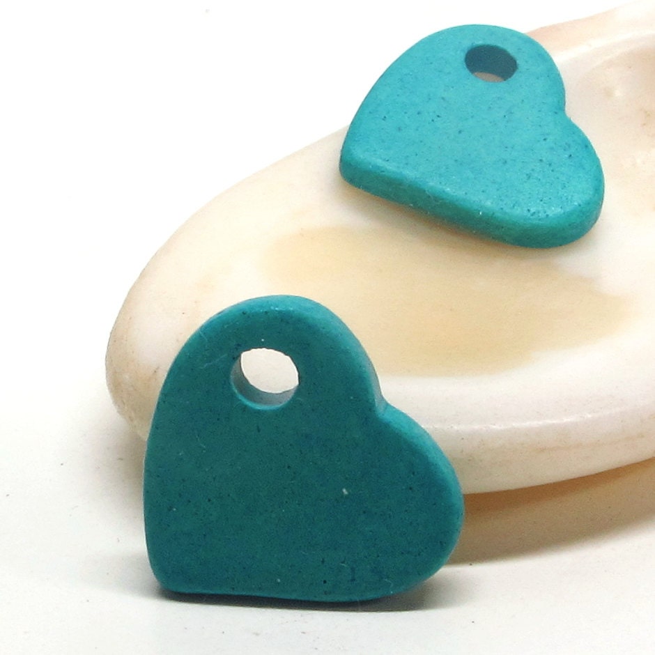 Mother's Day Heart Mykonos Ceramic Greek Beads 3 Turquoise Blue Large Hole bead Jewelry supplies DIY pendant