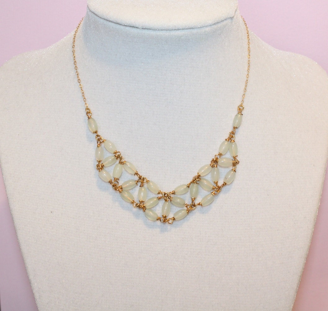 Green Jade Blossom Statement Necklace