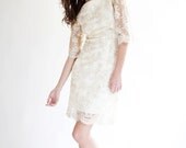 Aurora Gold and Ivory Short Bridal Lace Dress, Reception Dress, Party Dress