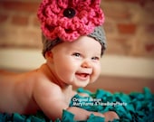 Newborn Hat Flower Photo prop in GRAY or ANY COLOR - Photography Baby Hat