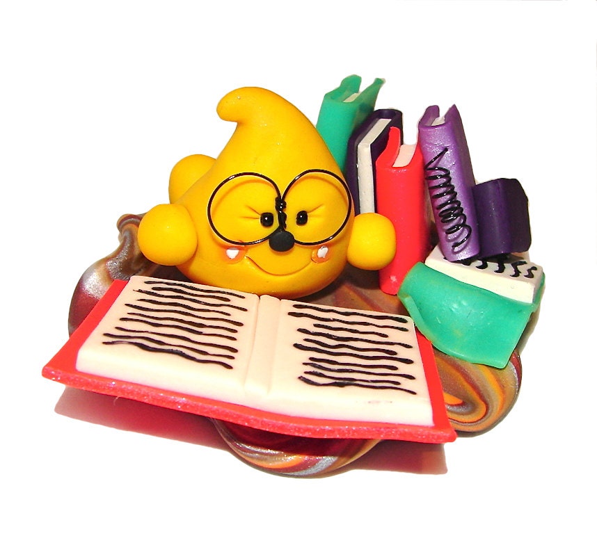 Library BOOK Reading PARKER Polymer Clay Character - Limited Edition Figurine