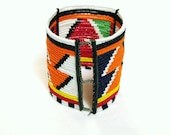 Large Wide African Beaded Cuff/Bangle Ethnic Bracelet