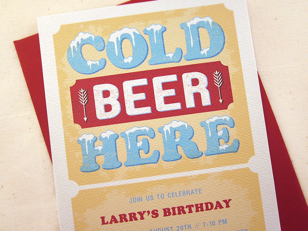 Cold Beer Here - Party Invitations - 12PK