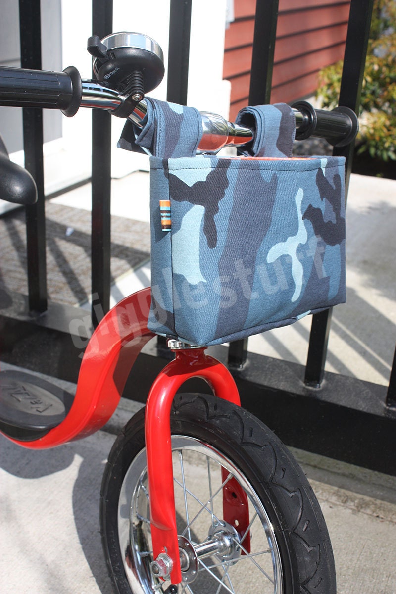 Kid Bike Bag, Handlebar Basket for Balance Bike, Scooter, Fabric Bucket -- Custom Order