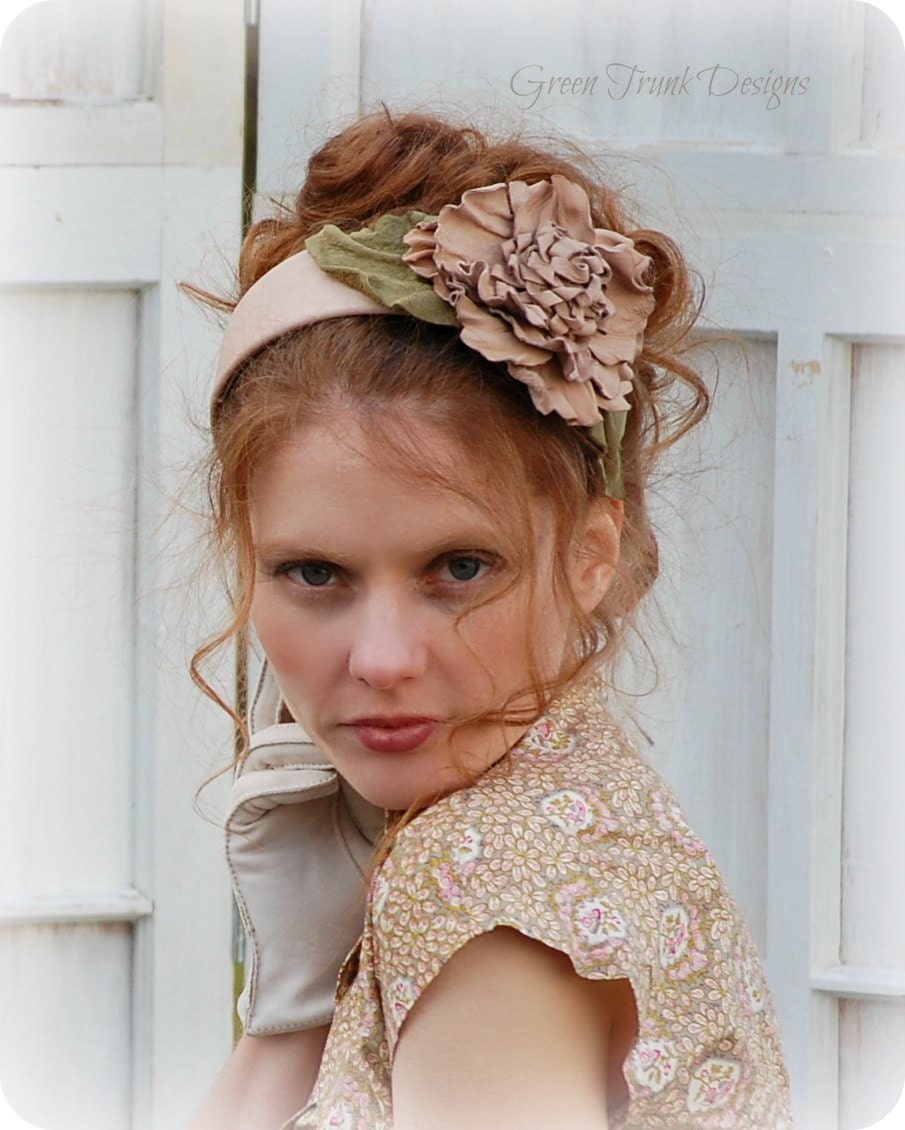 Shabby Leather Flower Headband