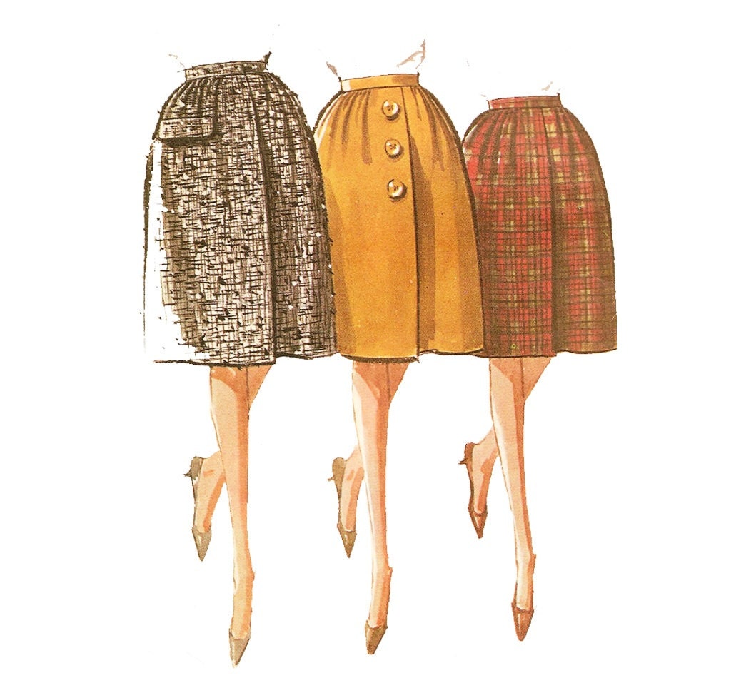 1960s Womens Skirt - McCalls 6893 Vintage Pattern - 25 Waist