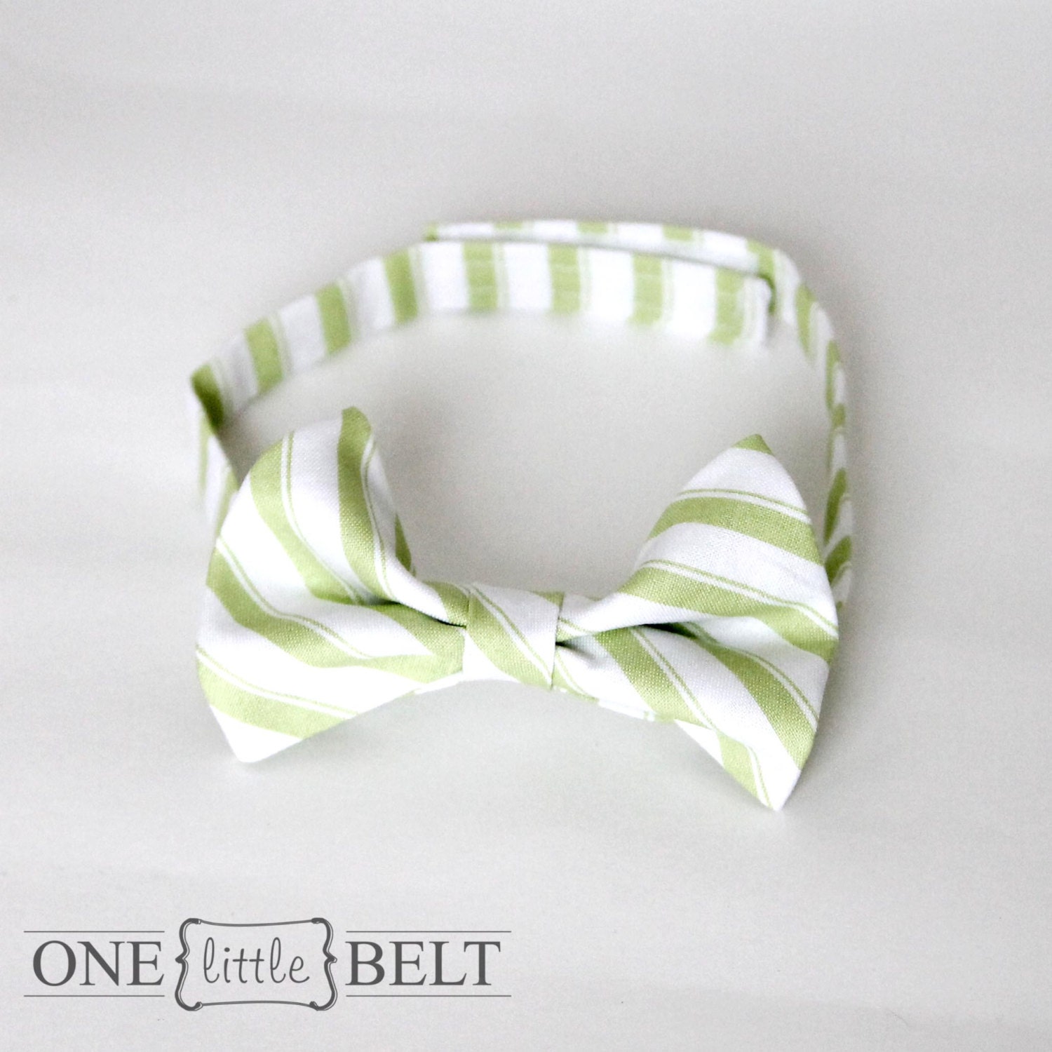 Celery Green Striped Baby or Toddler Bow Tie- Newborn-4T