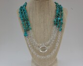 Three strand Turquoise and crystal gemstone necklace jewelry