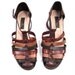 Vintage Brown Leather Woven Gladiator Sandals Heels Size 7.5