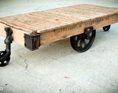 On Sale - Vintage Industrial Factory Cart Coffee Table  - XL 60 x 30 x 14.5 - brandMOJOinteriors