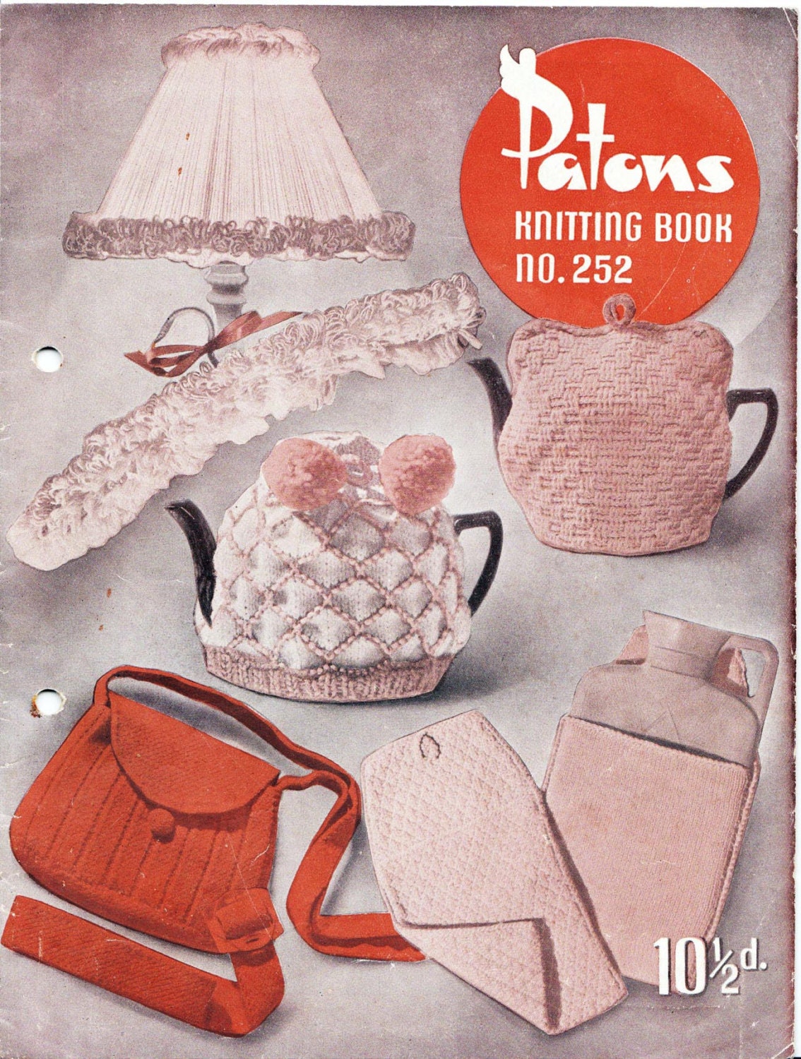 Patons 252 Vintage Knitting Patterns Book Tea Cozies Bags Novelties 1950s 23 ORIGINAL Patterns NOT PDF