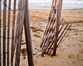 Beach Photography atlantic ocean water waves fence cottage decor pink blue outer banks Summertime memories 8x10 fine art
