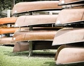 Summertime Photography canoes cabin decor river fun stacked orange tan brown outdoors kids Summer Camp 8x10 fine art