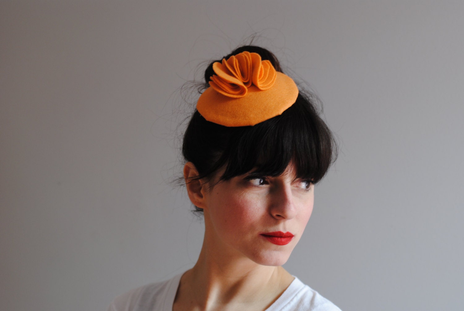 LAST ONE .. Felt Wave Fascinator: PEACH