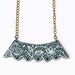 Botanical inspired jewelry - Handpainted clay necklace -  Blue and white - wearable art - one of a kind
