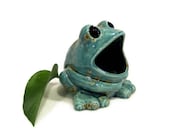 Ceramic Frog Sponge Holder - Teal Blue