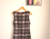 mod MONOTONE dress in plaid a-line warm sleeveless day dress size m