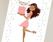 Birthday Girl in a Chevron Dress Handmade Birthday Card