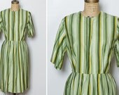 vintage 1950s green striped dress