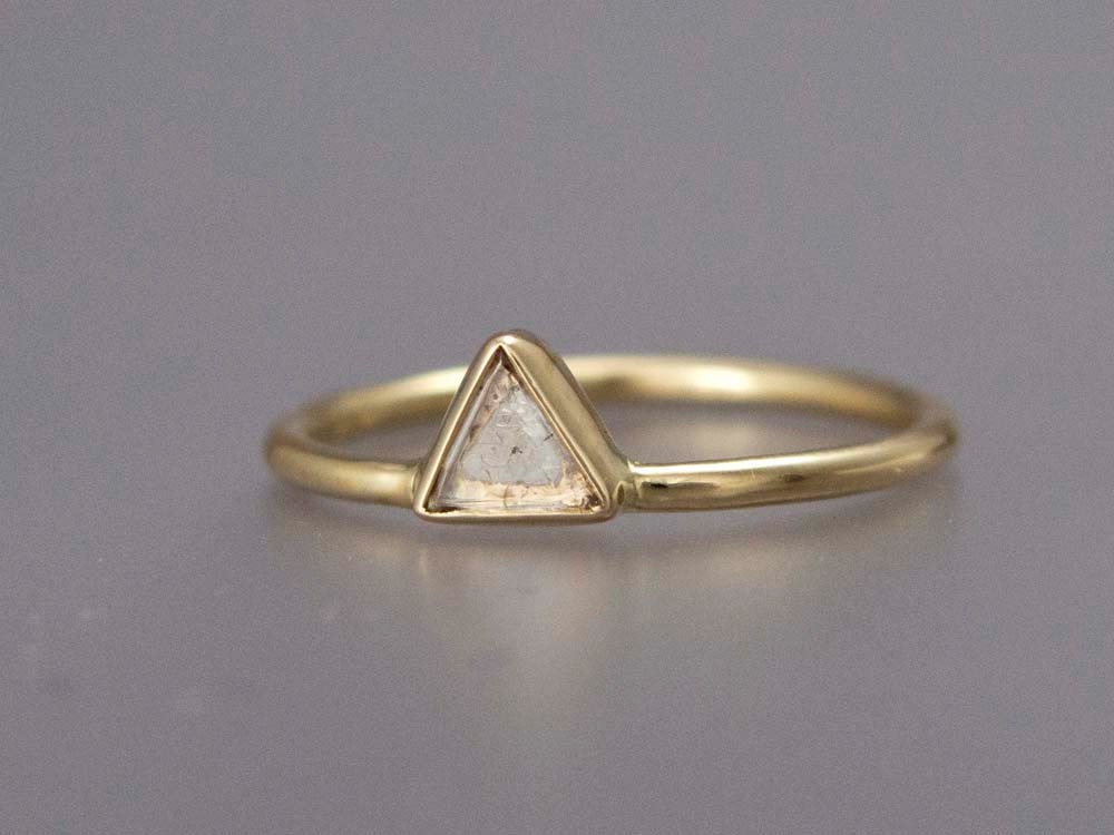 Raw Triangle Diamond Engagement Ring - Custom One of a Kind Gold and Diamond Ring - Deposit Only