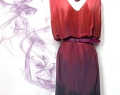 Dress silk handdyed ombre red  grecian style  caftan MADE TO ORDER