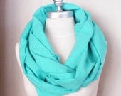 Infinity Scarf, Bright Aqua Green, Circle Scarf, Fabric Loop Scarf