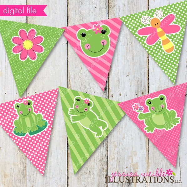 Spring Frogs Theme - Printable Banner- Printable Party Favors - Frog Party Printables Il_170x135