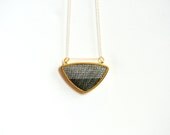 gold geometric triangle necklace // cross stitched x // modern