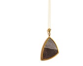 gold geometric triangle long necklace // cross stitched x // modern