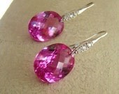 Luxury Pink Topaz Pave Silver Earrings