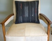 Felt Decorative Pillow in Charcoal with White and Rose Embroidery
