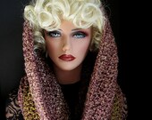 Infinity Scarf, Mauve Cowl, Hood, Rose Neckwarmer, Green, Womens Scarf, Crochet, Mens, Oversize Cowl, Winter Accessories, Winter Fashion