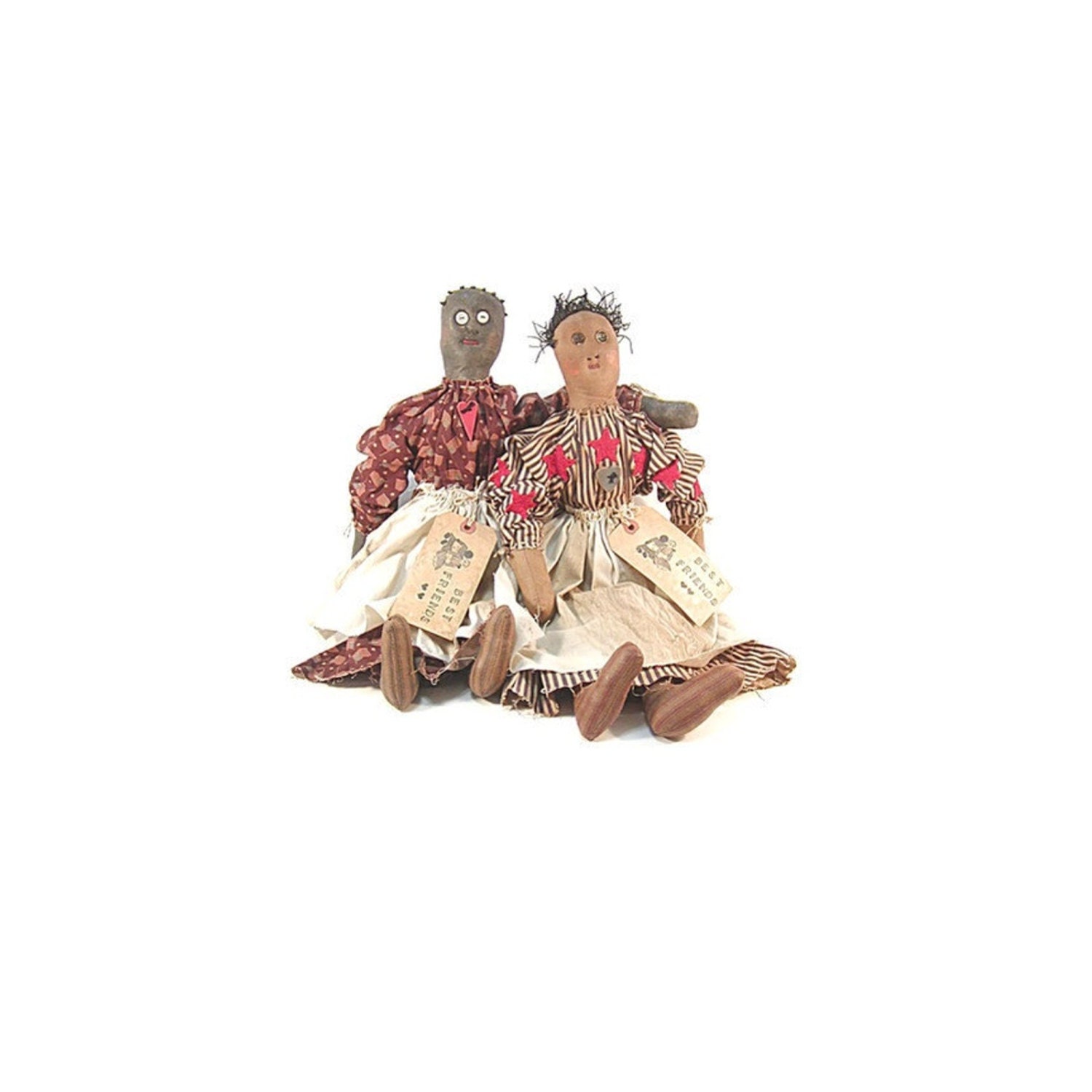Mammy Doll, Black Americana, Doll, Primitive Doll, Black Doll, Primitive, Patriotic, Pair, Best Friends, Red, White, Blue, Red Star