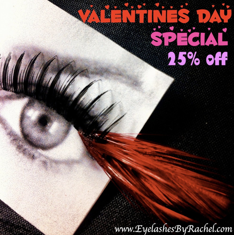 25% off Valentines Special Scarlet Red Feather False Eyelashes