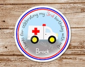 SET of 12 AMBULANCE Favor Tags or Stickers : Personalized, Rescue Vehicles Il_170x135