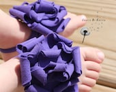 Baby Barefoot Sandals/Booties - Soft Stretchy Cotton - Size 0-12 Months - Purple