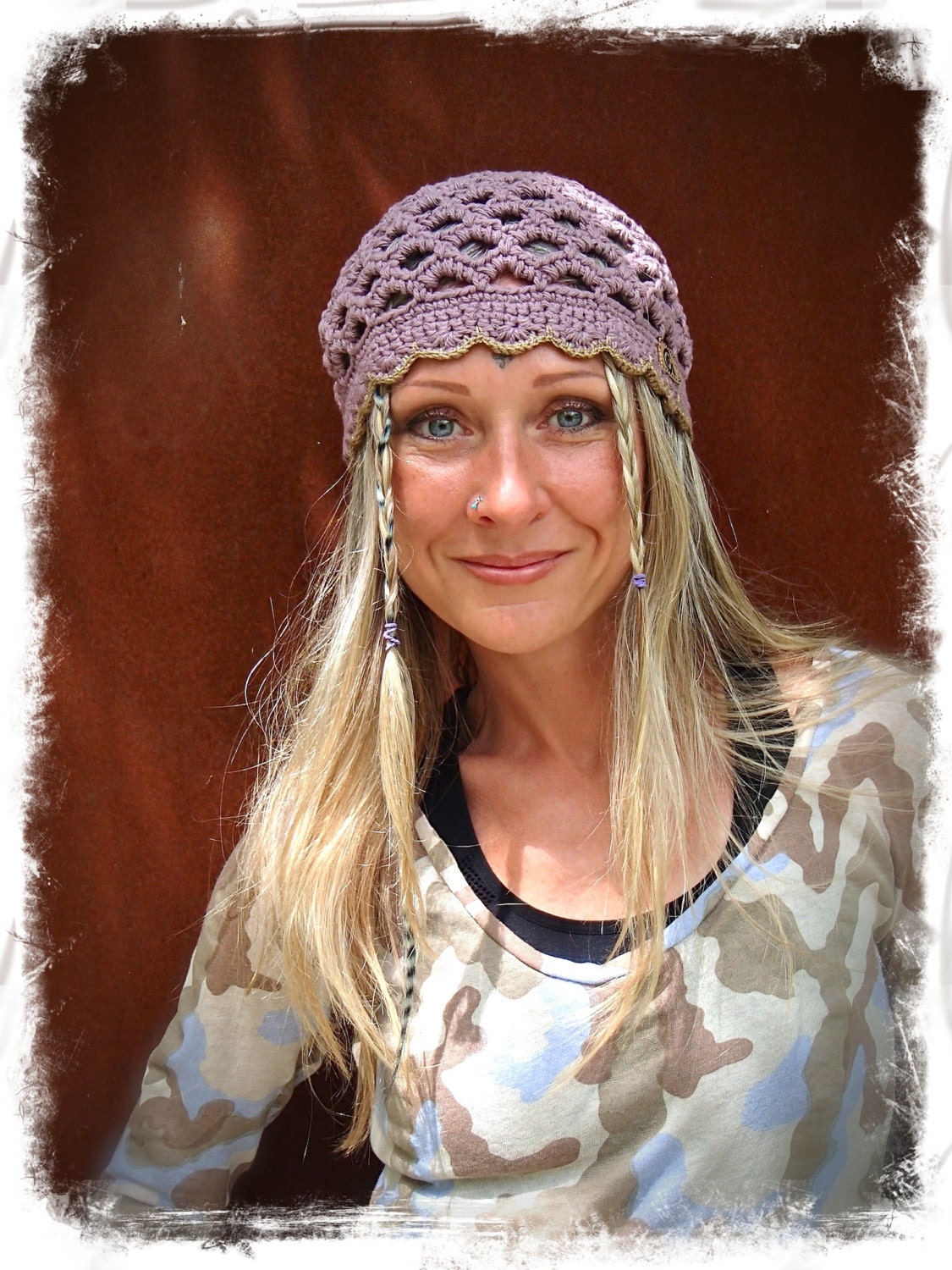 LILAC hat BEANIE Purple hat Beanie hat Fairy Hippie crochet Beanie BOHEMIAN hat cotton beanie hat Summer Beanie urban chic Purple beanie