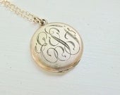 Antique Locket With Engraved Monogram EJF c.1900