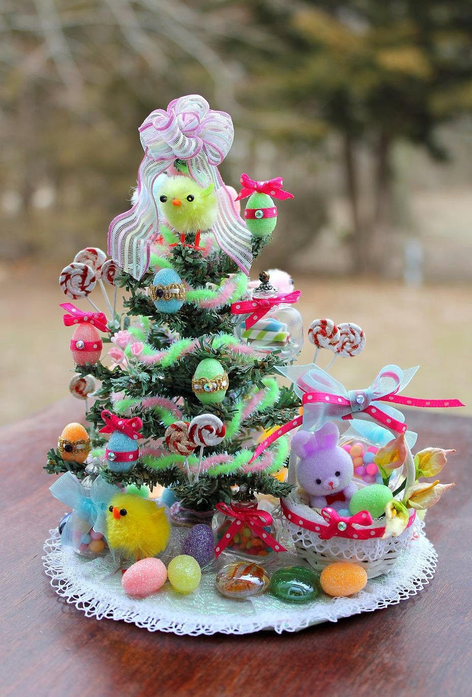 End7 Charity Tree, Dollhouse Miniature Spring Candy Theme Tree