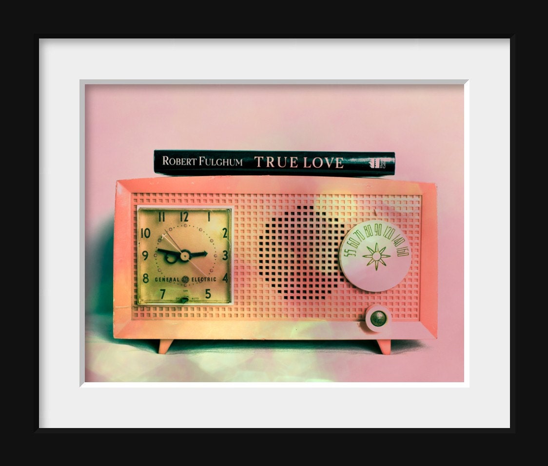 Pink Radio Photograph -Color Photo - Bokeh-Still Life - Pink - True Love - Vintage Radio - 11 x 14 Print - Fine Art Photography-Music