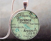 Florence, Italy vintage map pendantcharm, map necklace resin pendant photo pendant