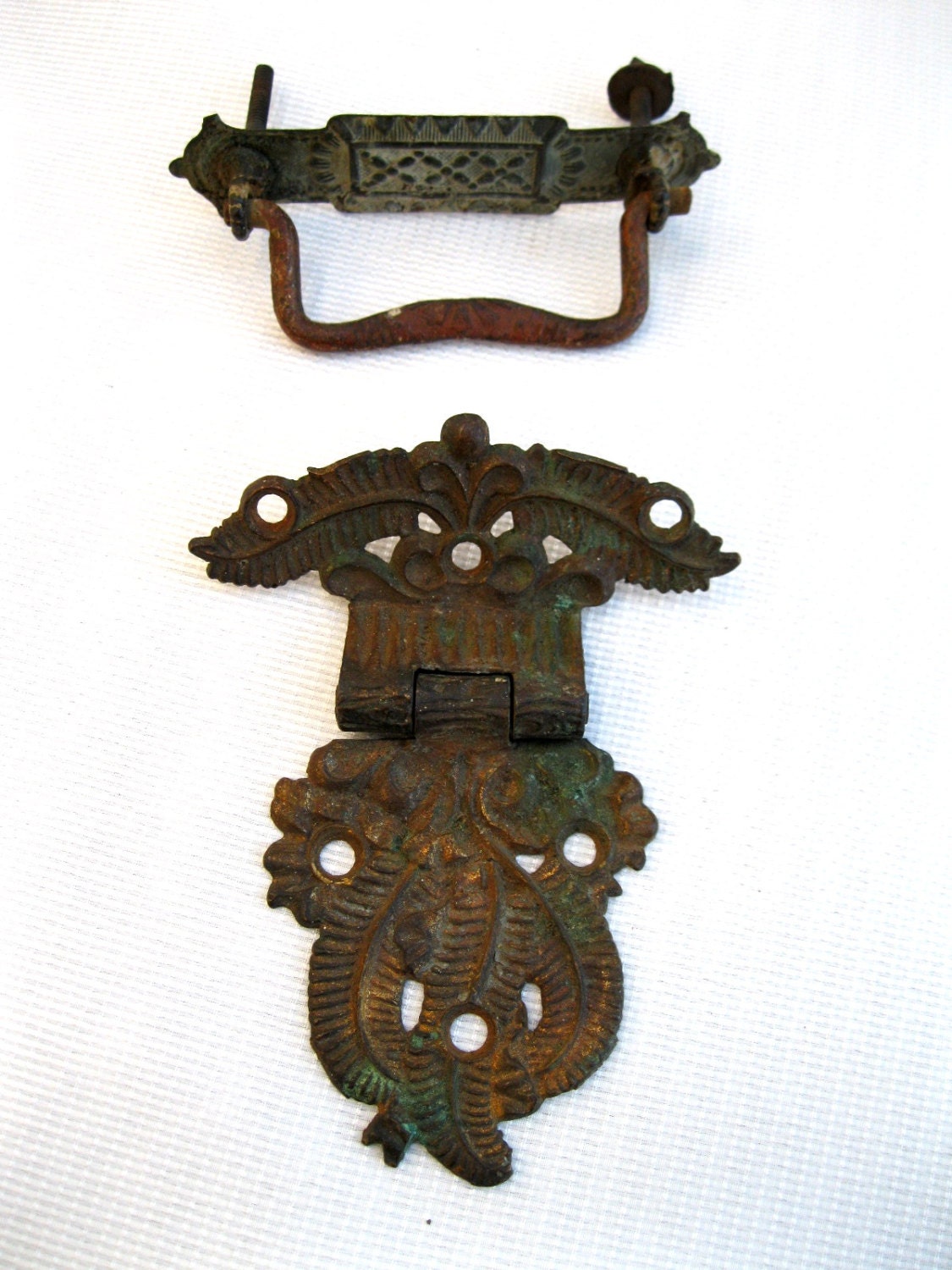 Vintage Antique-Salvaged Drawer Pull-Unique Reclaimed Hardware-Distressed-Pull-Hinge from Tessiemay