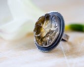 Raw Citrine Sterling Silver Cocktail Ring - Origins - Size 7