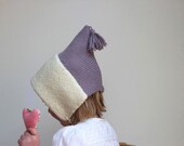 Color Block Bonnet Lavender and Cream - Sizes 3T-10 - Warm Winter Pixie Bonnet for Toddler and Child