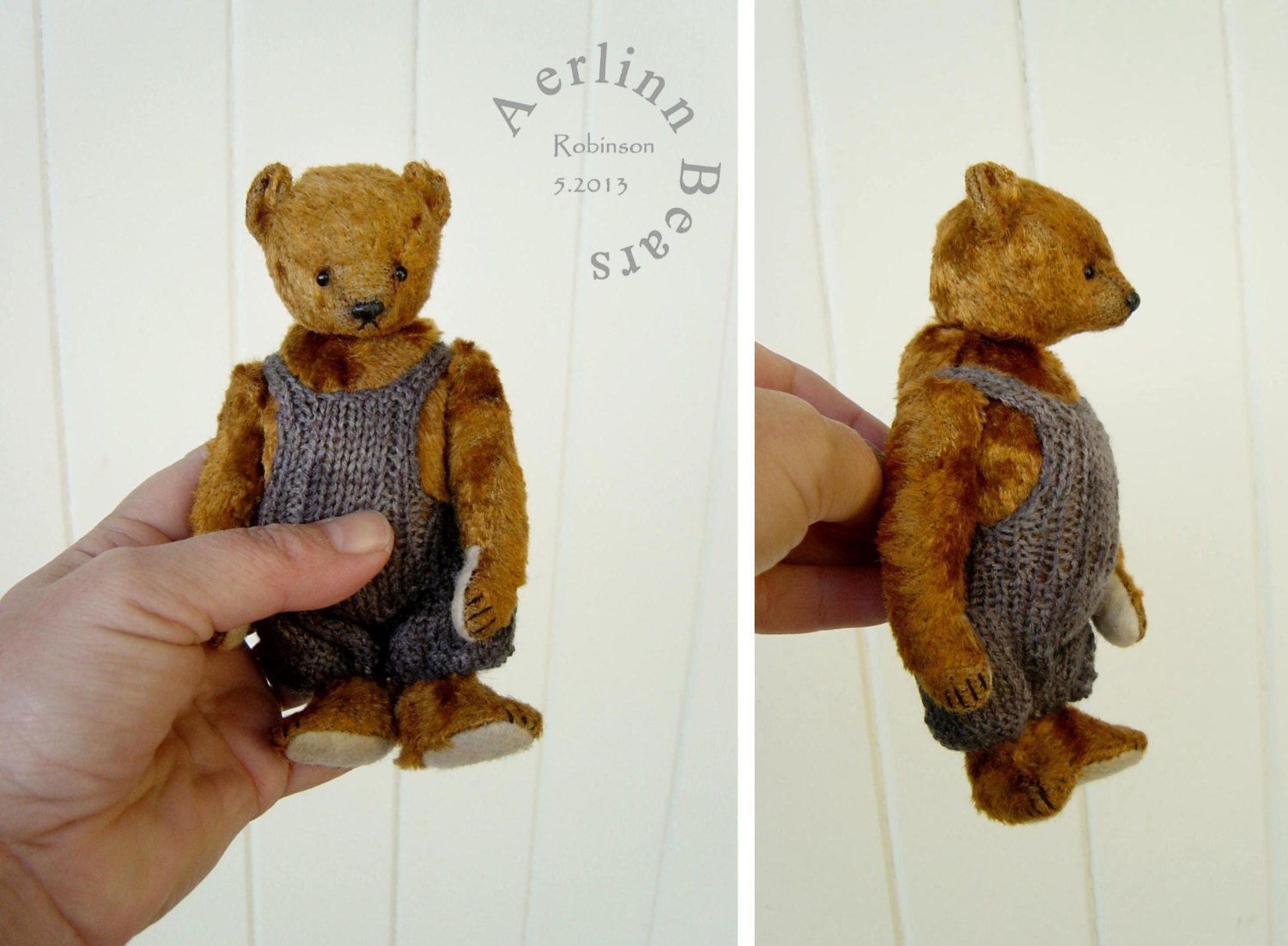 Robinson, 5 1/2" Gold Artist Teddy  Bear from Aerlinn Bears