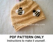 KNITTING PATTERN PDF - Baby Hat Knitting Pattern - Honey Bee Beehive Hat (Newborn, Infant, Toddler, Child sizes) Children Spring Hat Pattern