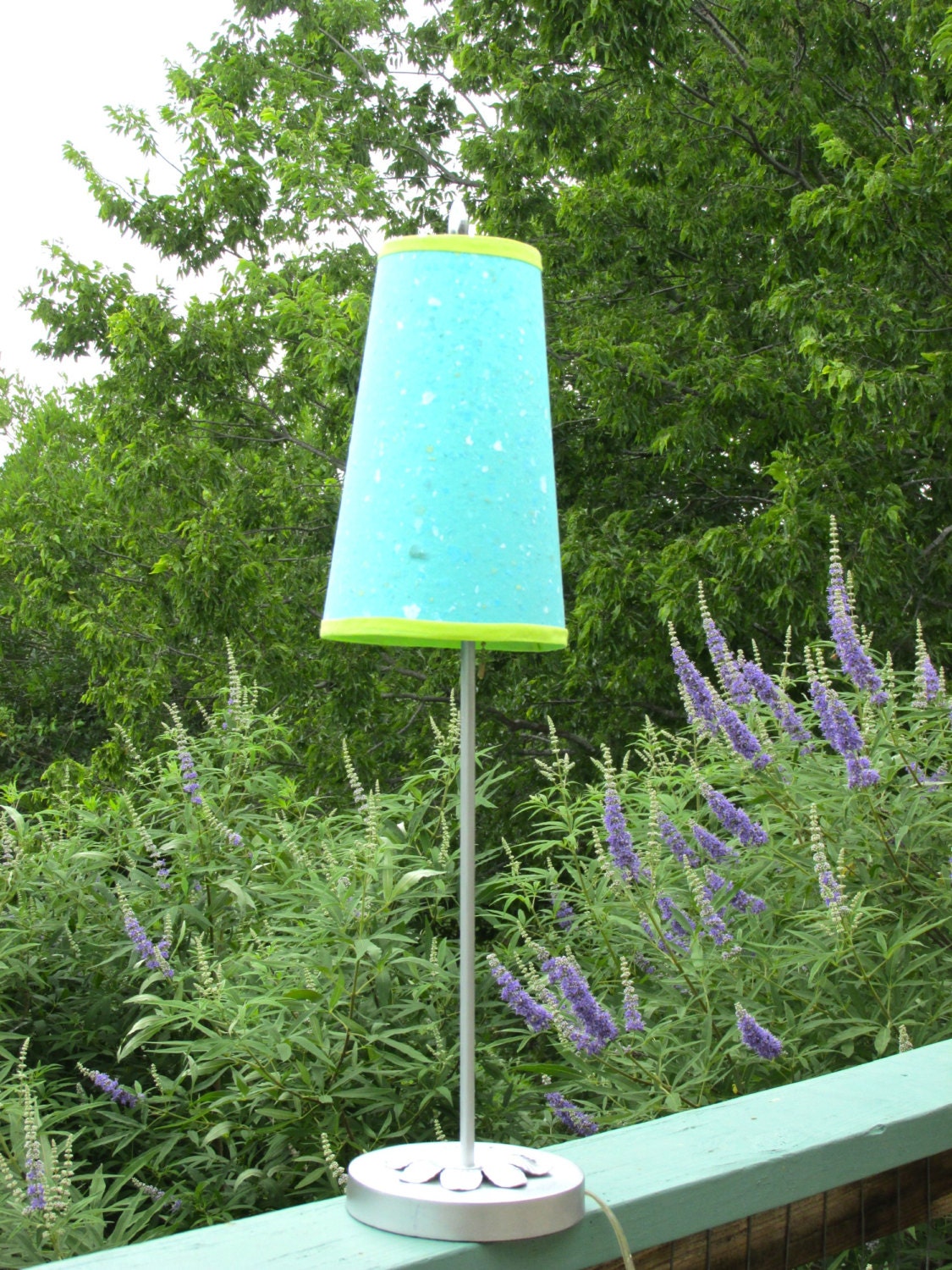 custom lampshade in turquoise Japanese paper