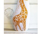 Plush Giraffe Pillow. Hand Woodblock Printed. Customizable Colors. Made to Order.
