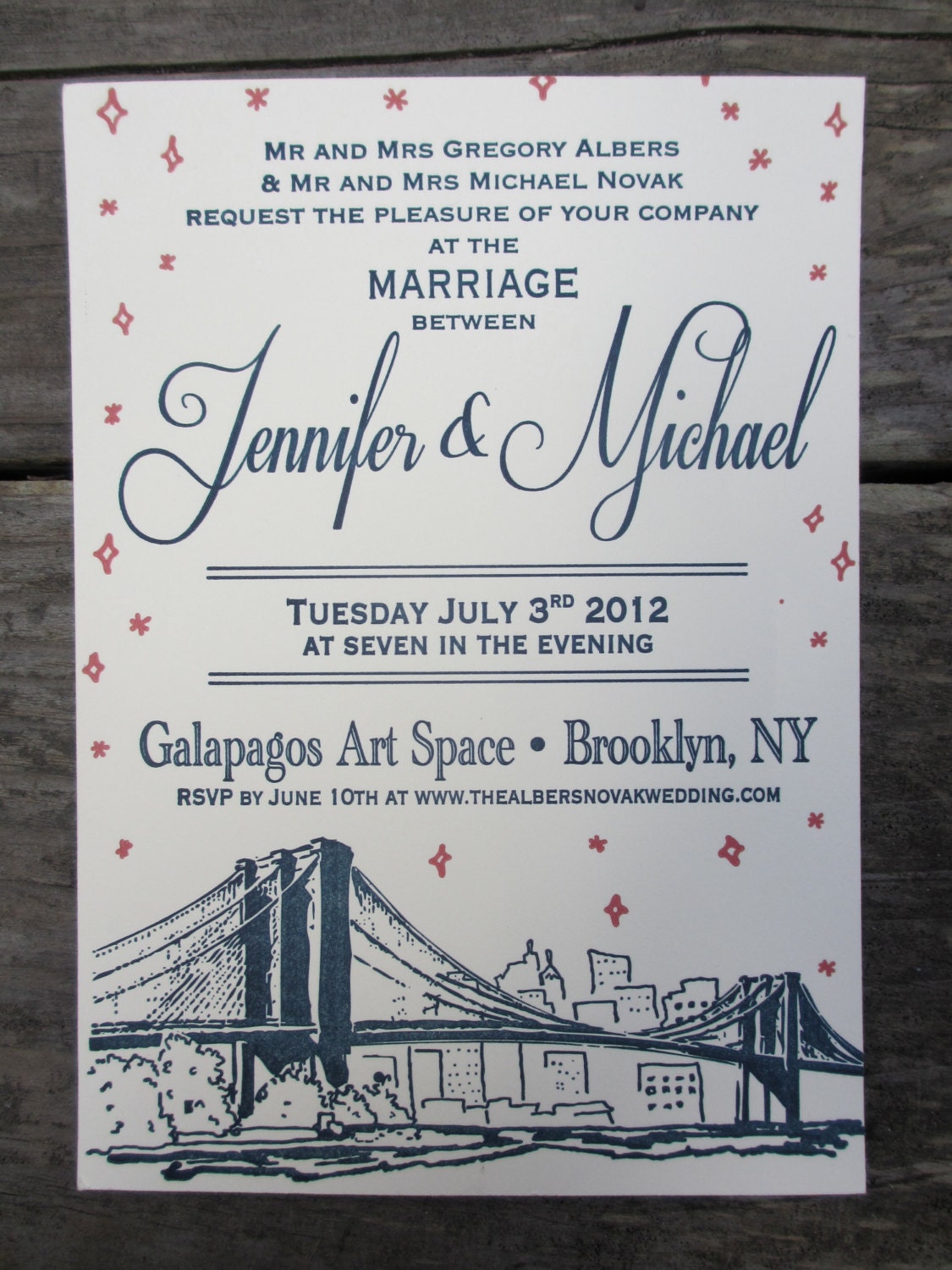 Letterpress Wedding Invitations - Brooklyn Twilight